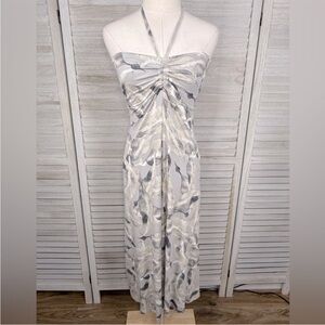PATAGONIA "Kamala" Convertible Halter Sundress/ Maxi Skirt Gray/Beige Tropical-S